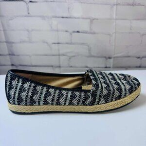 b.ø.c. Born Concept Espadrille Flats | Size 7.5M | Black & Cream Patterned Slip-